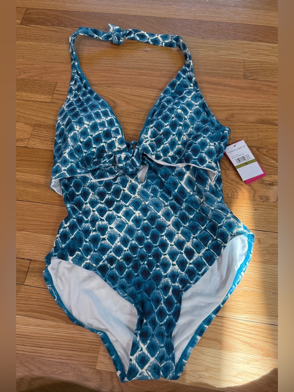 VINCE CAMUTO one piece Blue Swimsuit Size 14 NWT